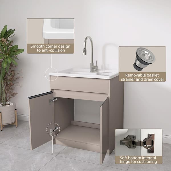 Getpro 30 in. x 22 in. x 36 in. Freestanding Laundry Sink with