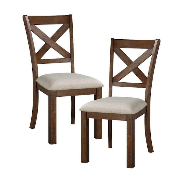 EVERGLADE HOME Nolens Brown Beige Textured Fabric Dining Chair (Set of 2)