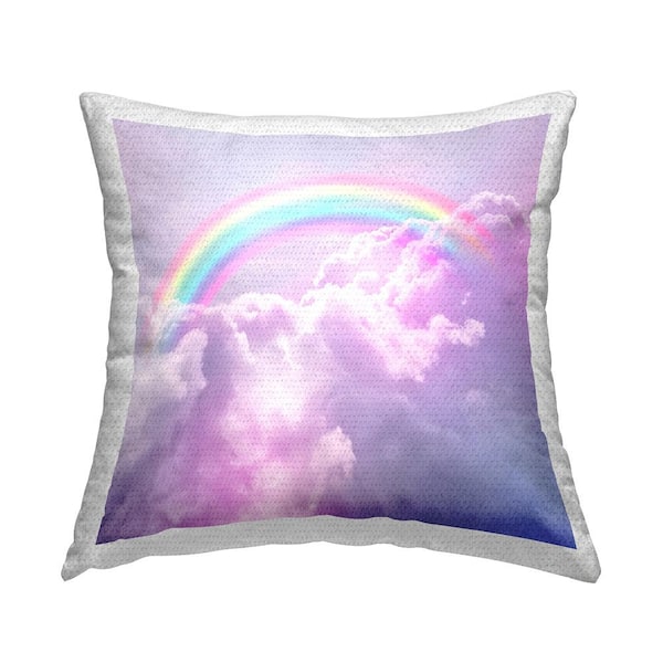 Stupell Industries Rainbow in Purple Clouds Multi-Color Square Outdoor Throw Pillow
