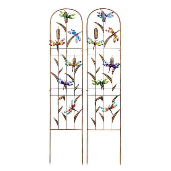 11 in. W x 60 in. H Dragonfly Metal Garden Trellis (2-Pack)