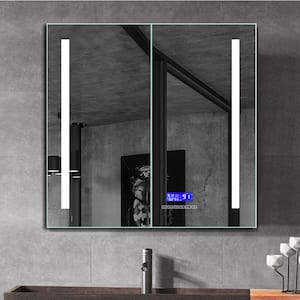 26 in. W x 30 in. H Frameless Recessed or Surface Mount Medicine Cabinet with LED Light and Bluetooth
