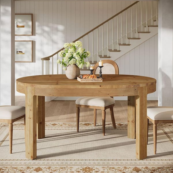 BYBLIGHT Roessler Farmhouse Light Brown Solid Wood 55.12 in. L x