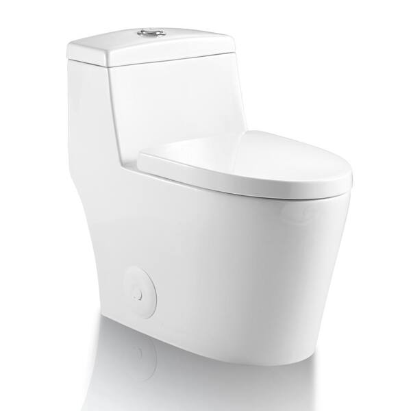 Hlihome 12 in. Rough-In 1-piece 1.6 GPF Side Left Dual Flush Elongated Siphonic Jet Toilet in White, Seat Included