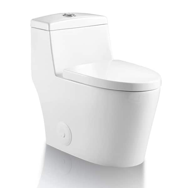 Logmey 12 in. Rough-in 1-piece 1.1/ 1.6 GPF Dual Flush Elongated Toilet in White with Comfort Seat Height, Seat Included