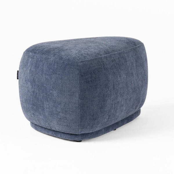 Benjara Navy Blue and Black Fabric Triangle Storage Ottoman Medium