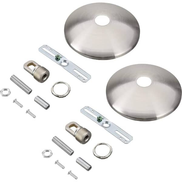Unbranded 5 in. Dia with Collar Loop and 1 in. Center Hole, Brushed Nickel Finish, Chandelier Fixture Canopy Kit, (2-Pack)