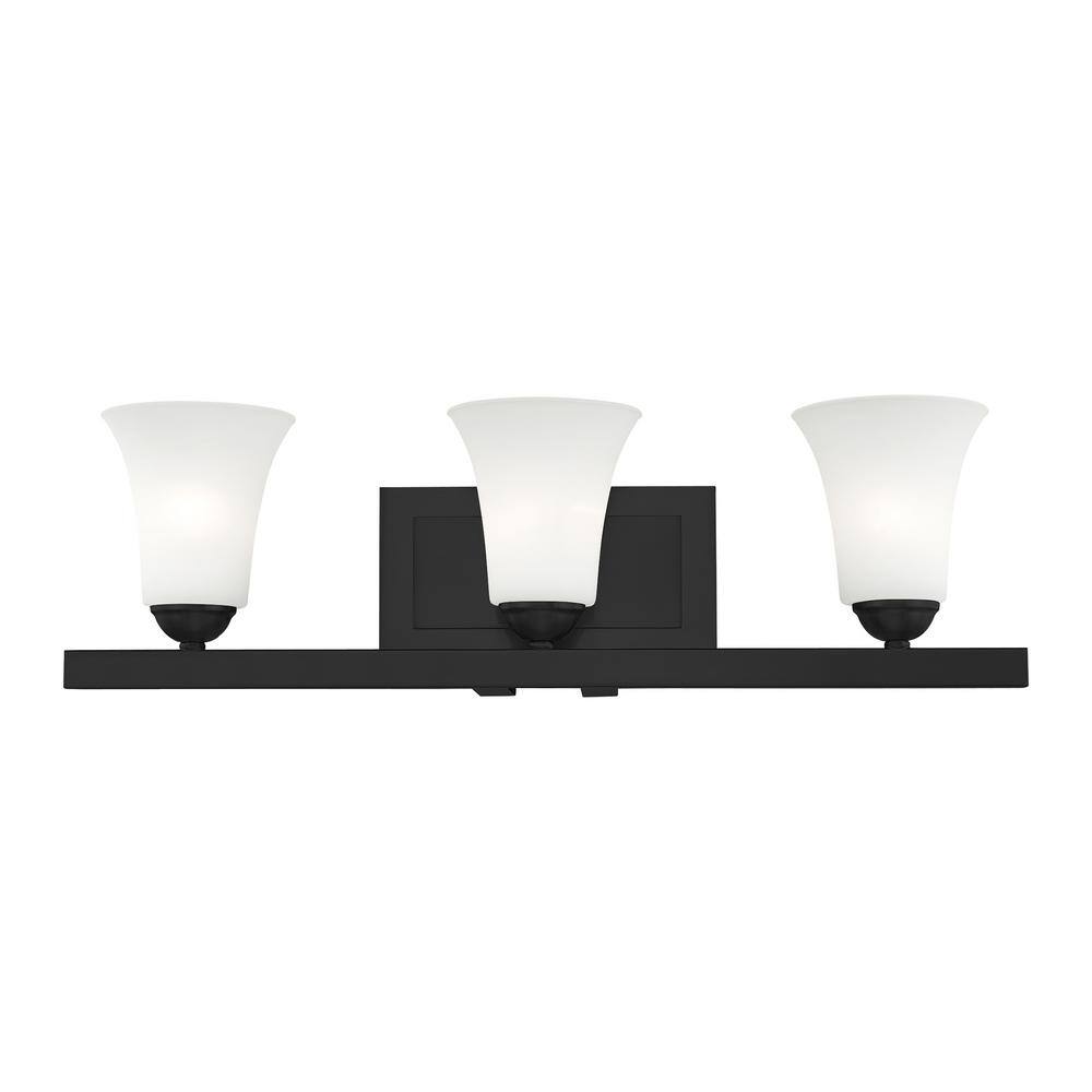 Ridgedale Black 3-Light Vanity with Satin Opal Glass