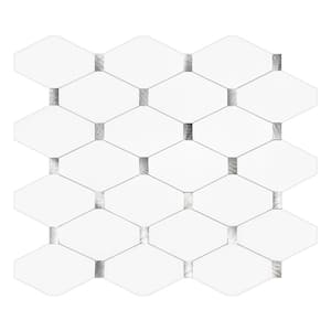 White with Brushed Silver 11.22 in. x 11.90 in. Metal Peel and Stick Backsplash Tile (0.9 sq. ft./pack)