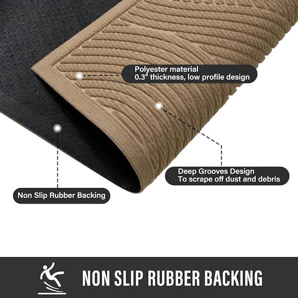 29 in. x 17 in. Beige Absorbent Muddy Dirt Resist Welcome Door Mats Outdoor Indoor