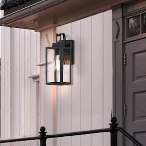 13.78 in. H 1-Light Matte Black Hardwired Outdoor Wall Lantern Sconce