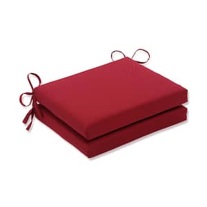 Solid 18.5 in. x 16 in. Outdoor Dining Chair Cushion in Red (Set of 2)