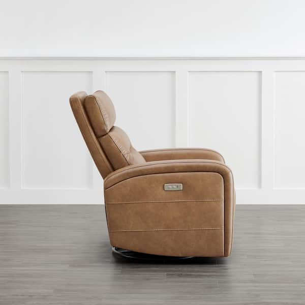 Spruce Spring Eulalia Camel Brown Leather Power Swivel Rocker