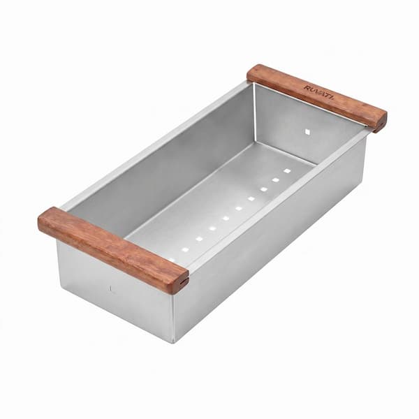 LedgeFit 17 in. Workstation Sink Replacement Stainless Steel Colander with Wooden Handles