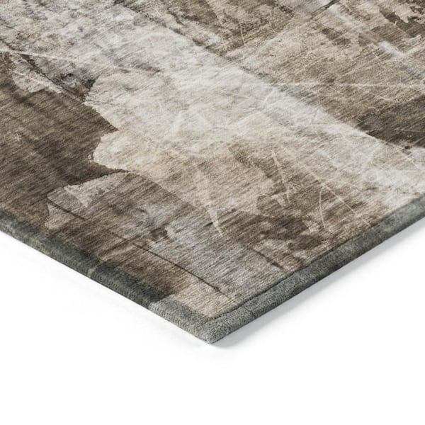 Taupe 10 ft. x 14 ft. Woven Floral Rectangle Indoor/Outdoor Area Rug