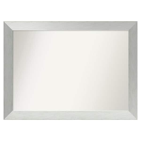 Amanti Art Brushed Sterling Silver 34 in. x 25 in. Custom Non-Beveled Wood Framed Bathroom Vanity Wall Mirror