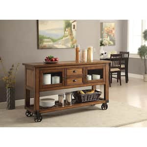 Kadri Distressed Chestnut Kitchen Cart With Storage