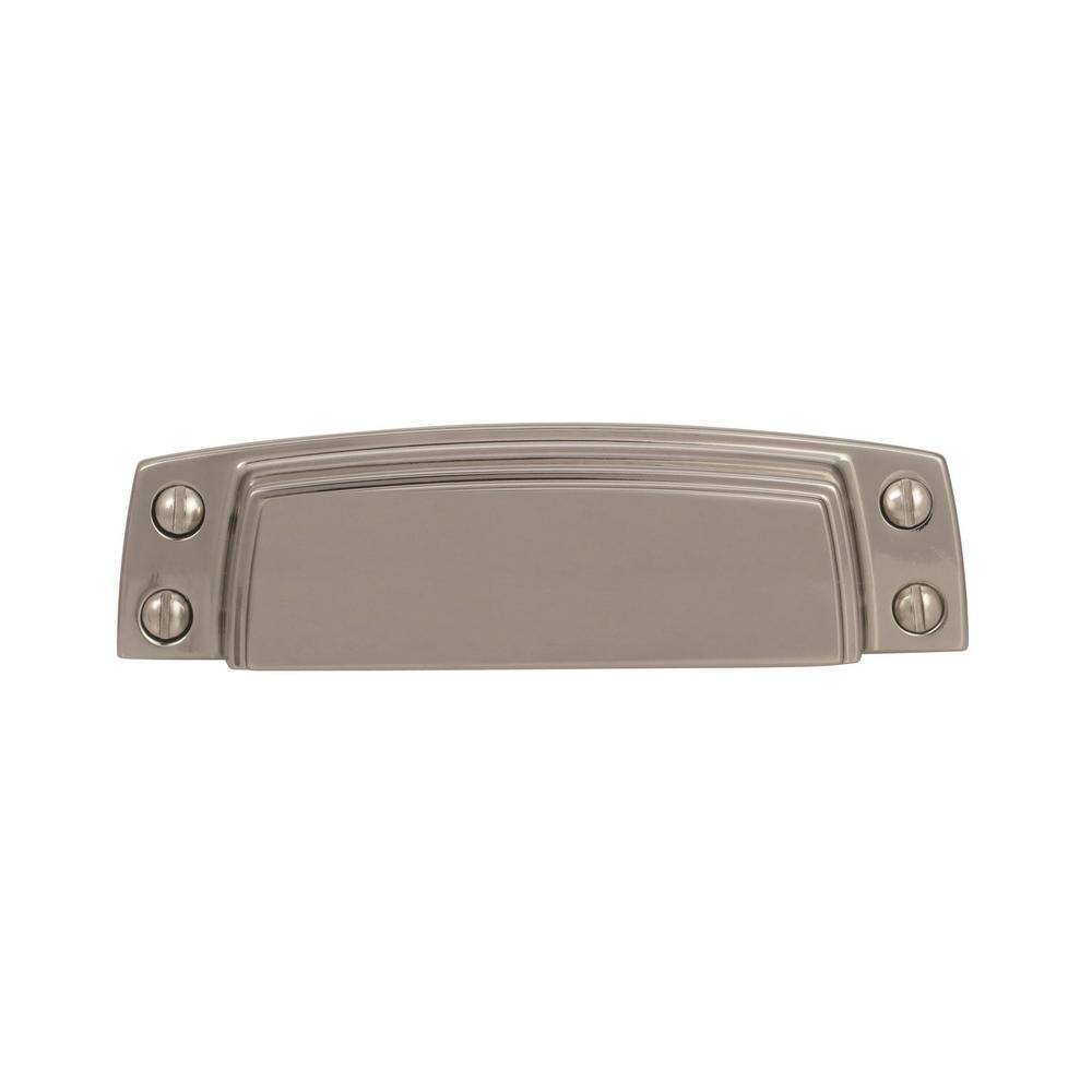 Polished Nickel 3-1/2" Cabinet Cup Pull with Mounting Hardware