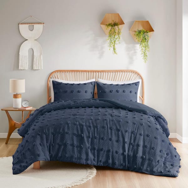 Vera 2-Piece Navy Twin/Twin XL Clip Jacquard Comforter Set