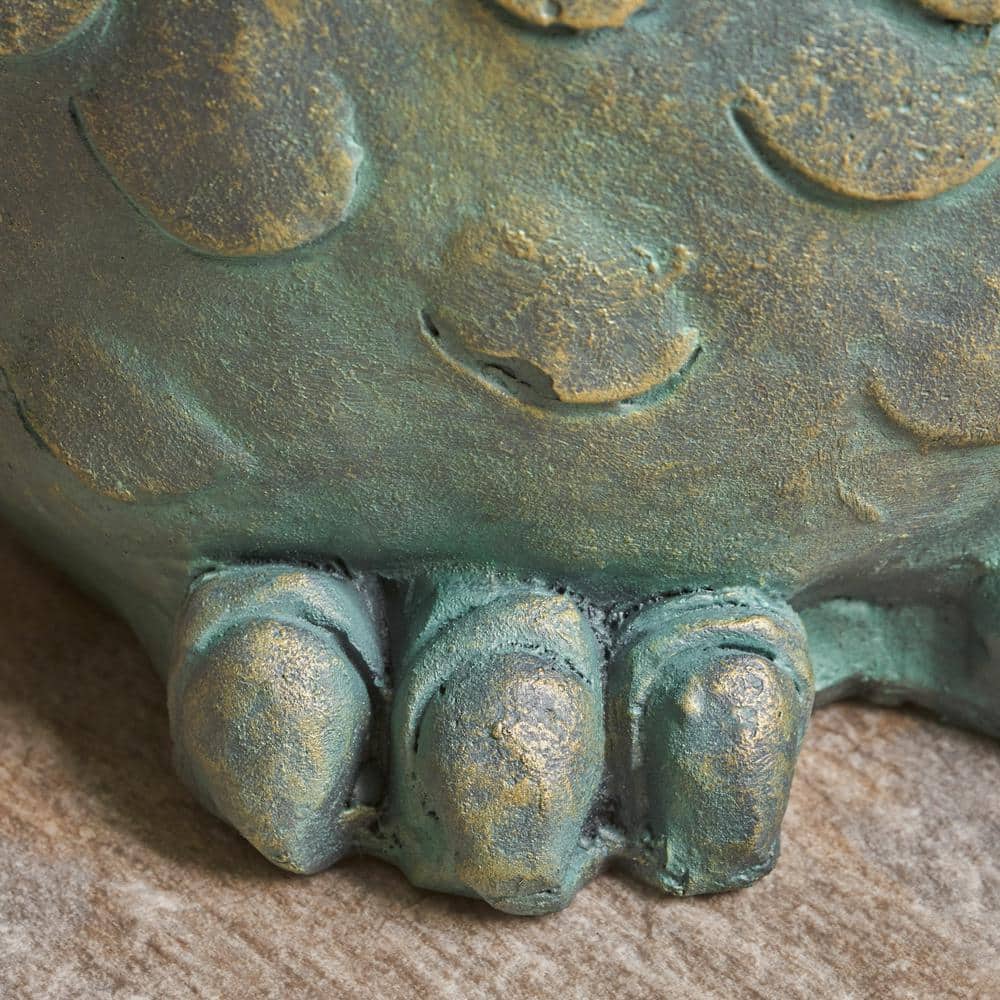 Agnes Owl Garden Stool in Gold Patina Lightweight Concrete, 12.50 inch