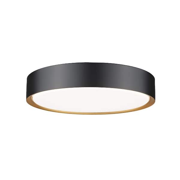 Unbranded Kawan 16 in. Matte Black Plus Modern Gold Flush Mount with Acrylic Shade and no bulbs