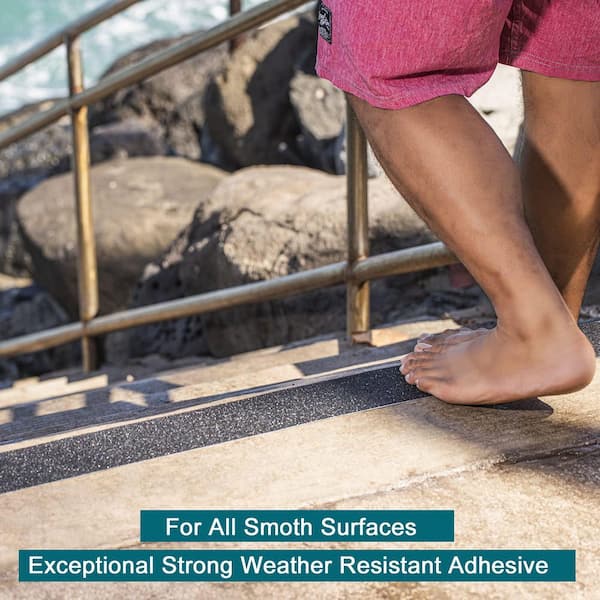 Black 12 in. x 35 ft. Aluminum Oxide Non Slip Stair Tread Cover Set of 1 with Roller for Indoor Outdoor Use