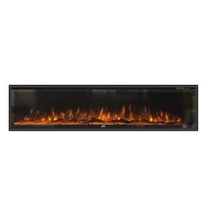 72 in. Wall Mounted Standing Electric Heater Electric Fireplace in Black