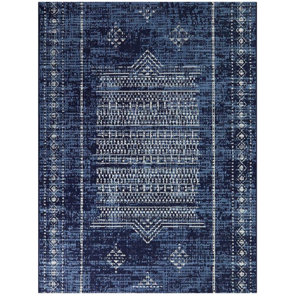 Ferdinand Navy Rectangular Braided Synthetic Oriental Rug