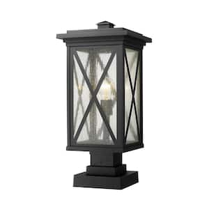 Brookside 21.25 in. 1-Light Black Aluminum Hardwired Outdoor Weather Resistant Pier Mount Light With No Bulb Included