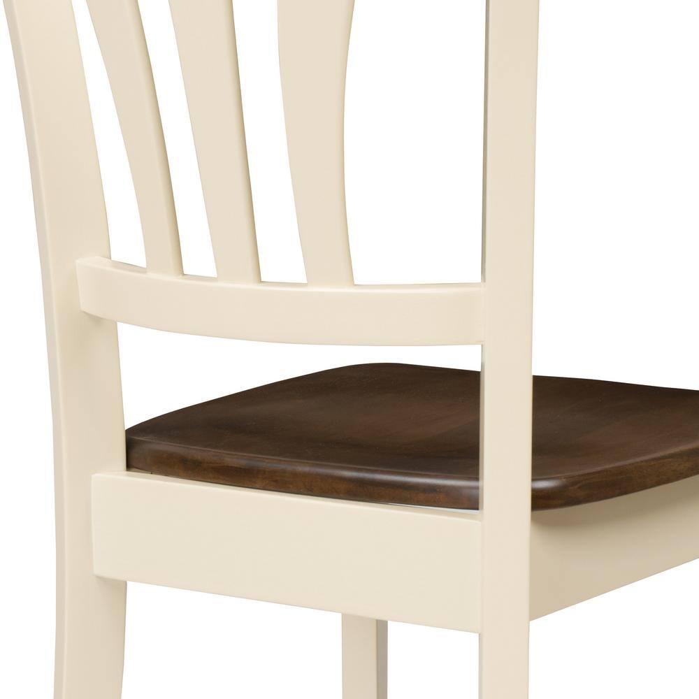 High Ladderback Cream and Brown Wood Side Chair Set