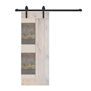 L Series 30 in. x 84 in. Multi-Textured Finished Solid Wood Sliding Barn Door with Hardware Kit - Assembly Needed