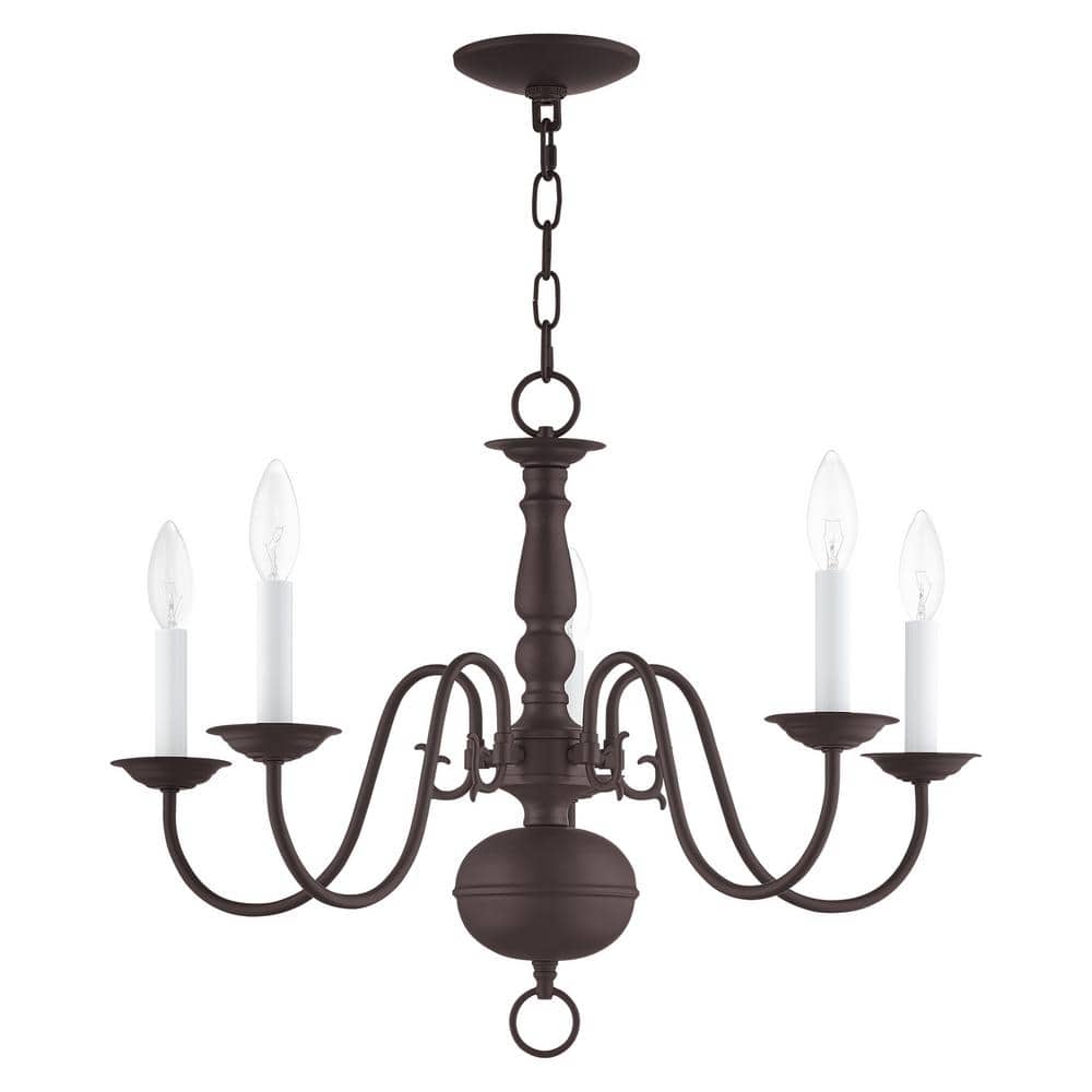 Elegant Williamsburgh 5-Light Bronze Steel Chandelier