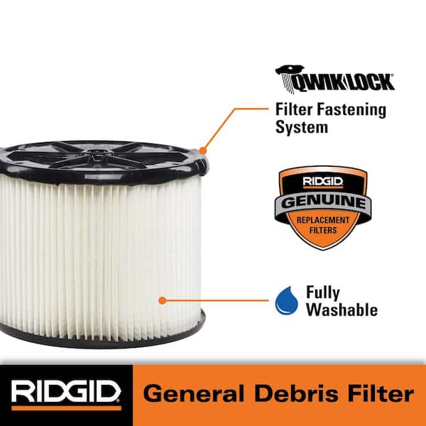 Genuine General Debris Pleated Shop Vacuum Filter Replacement for Most 3-4.5 Gal. RIDGID Wet Dry Vacs (1-Pack) VF3400