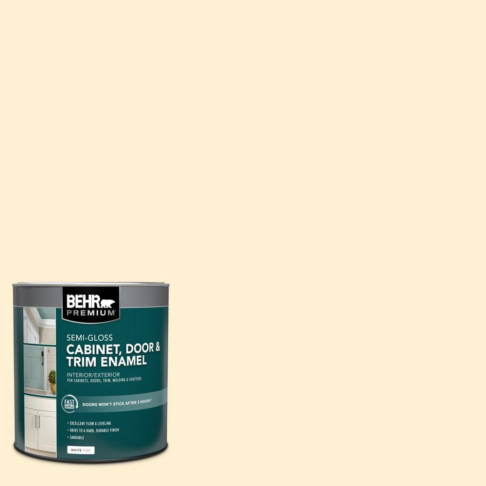 BEHR PREMIUM 1 qt. #YL-W03 Honied White Semi-Gloss Enamel Interior