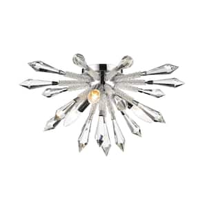 Soleia 18 in. 3-Light Chrome Flush Mount with Clear Shade