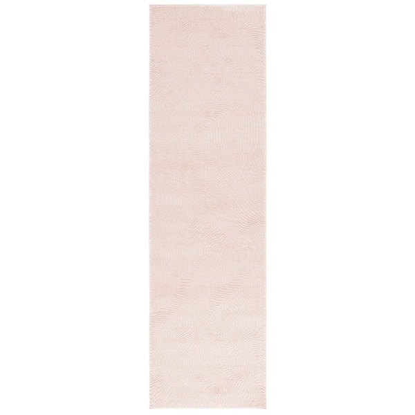 Revive 2 ft. x 8 ft. Pink/Ivory Solid Abstract Wavy Runner Rug