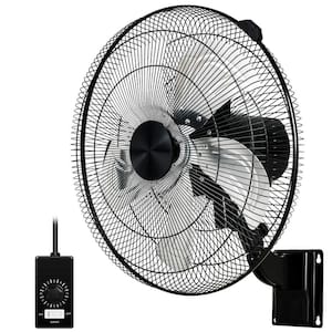 18 in. Household Commercial Wall Mount Fan 90° Horizontal Oscillation, 5-Speed Settings 1-Pack, Black