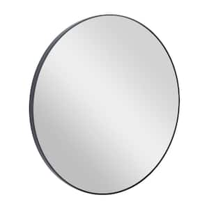 30 in. x 30 in. Simplistic Round Framed Black Wall Mirror with Thin Minimalistic Frame