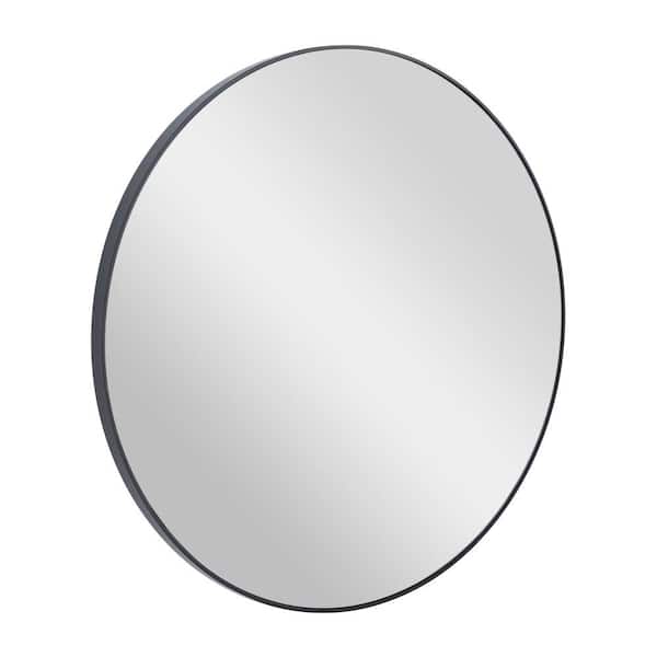 30 in. x 30 in. Simplistic Round Framed Black Wall Mirror with Thin Minimalistic Frame