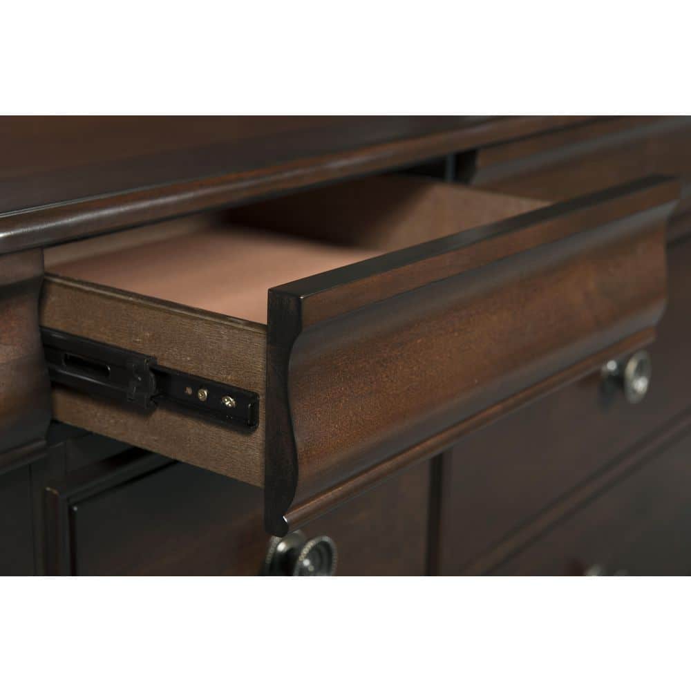 Traditional Cherry Brown 6-Drawer Vertical Chest with Felt-Lined Top Drawer
