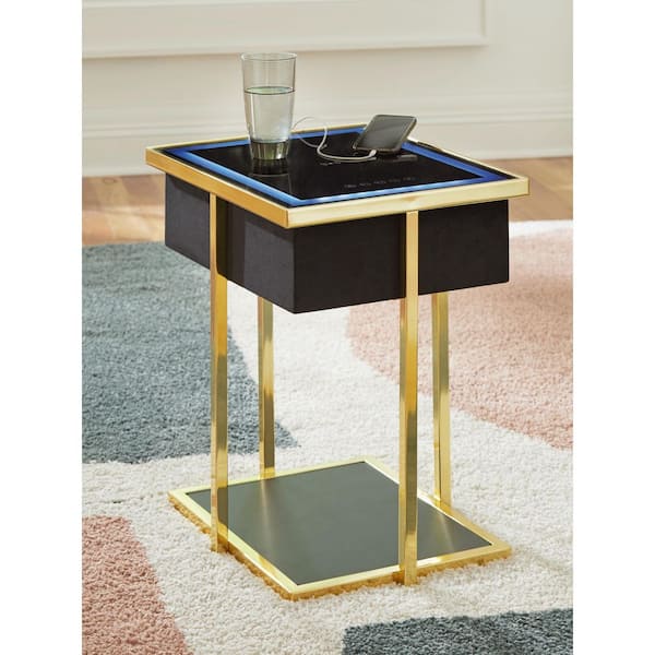 Rexwell Accent Table with Speaker - Black/Gold Finish Rexwell Accent Table with Speaker - Black/Gold Finish