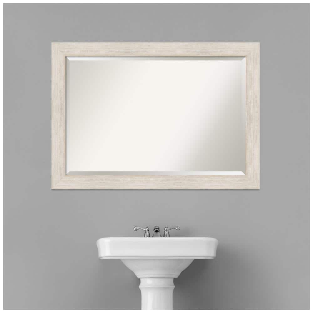 41" x 29" Whitewash Wood Bathroom Vanity Mirror