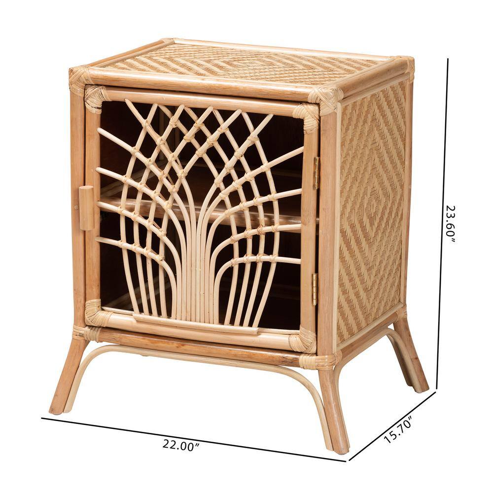 Danna Natural Brown Rattan Bohemian Night Table