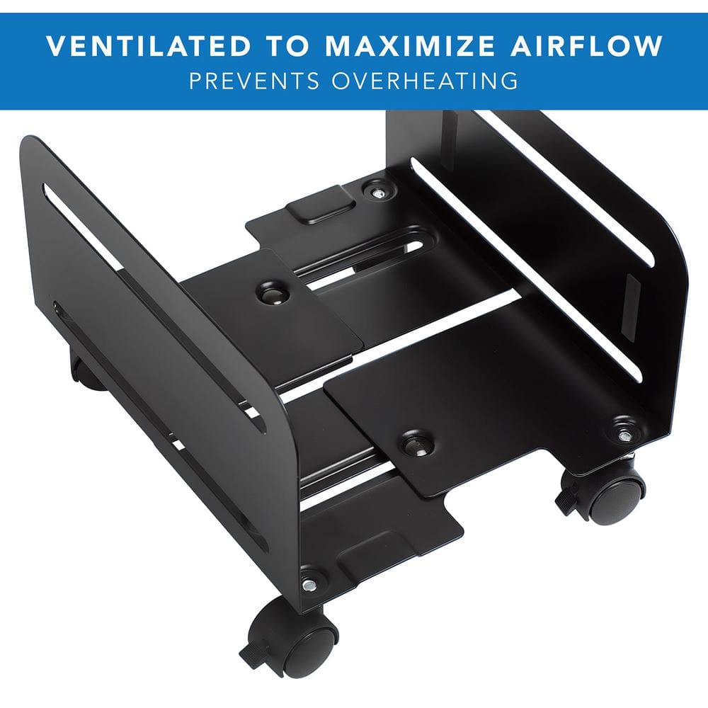 Adjustable Black Steel CPU Cart with Wheels