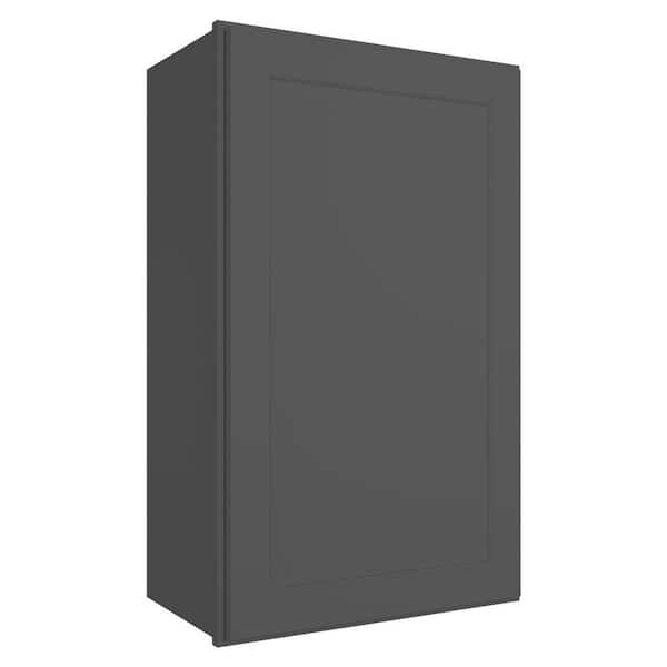 HOMEIBRO 18 in. W x 12 in. D x 30 in. H in Shaker Gray Plywood Ready to Assemble Wall Cabinet 1-Door 2-Shelves Kitchen Cabinet
