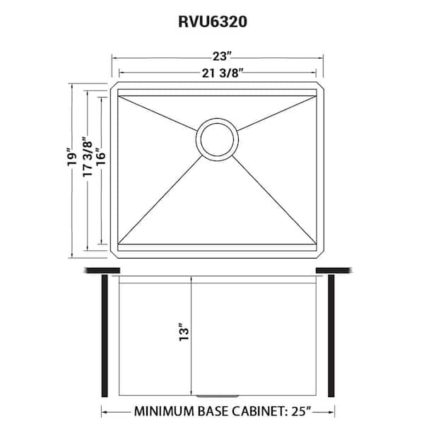 Ruvati Alto 23x19x13 Undermount 16-Gauge Stainless Steel Utility Workstation Sink