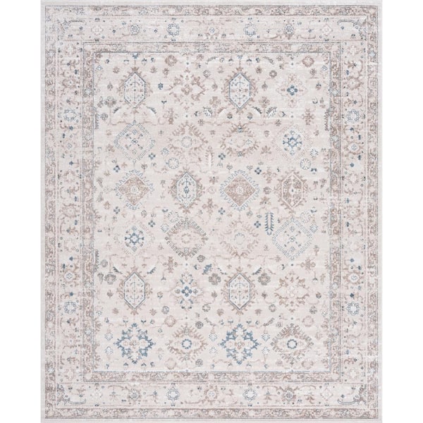 Magic Traditional Blue and Cream 5 ft. x 7 ft. Oriental Indoor Area Rug