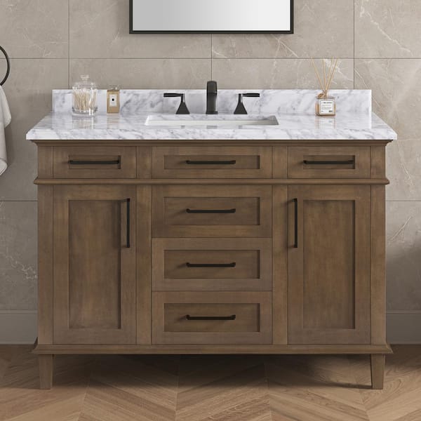 Sonoma 48 in. Single Sink Almond Latte Bath Vanity with Carrara Marble Top (Assembled)