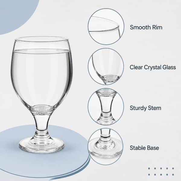 Wudkey Set of 12 Water Goblet, 13.5 oz. Clear Drinking Glasses, Stemmed Water Glass for Juice Wine Beer Tea Sangria