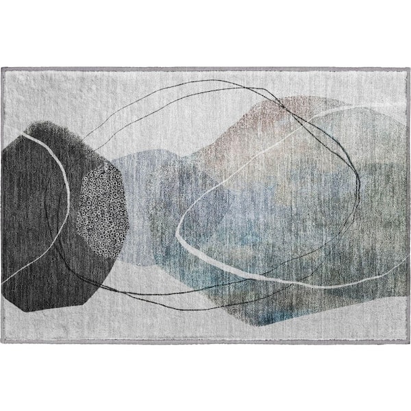 Mayfield Premium Machine Washable Abstract AMF2077 Ivory 2 ft. x 3 ft. Accent Rug