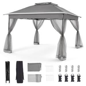 GAhouses119冊 Bezseller 11 ft. x 11 ft. Light Gray Pop-Up Gazebo Tent with